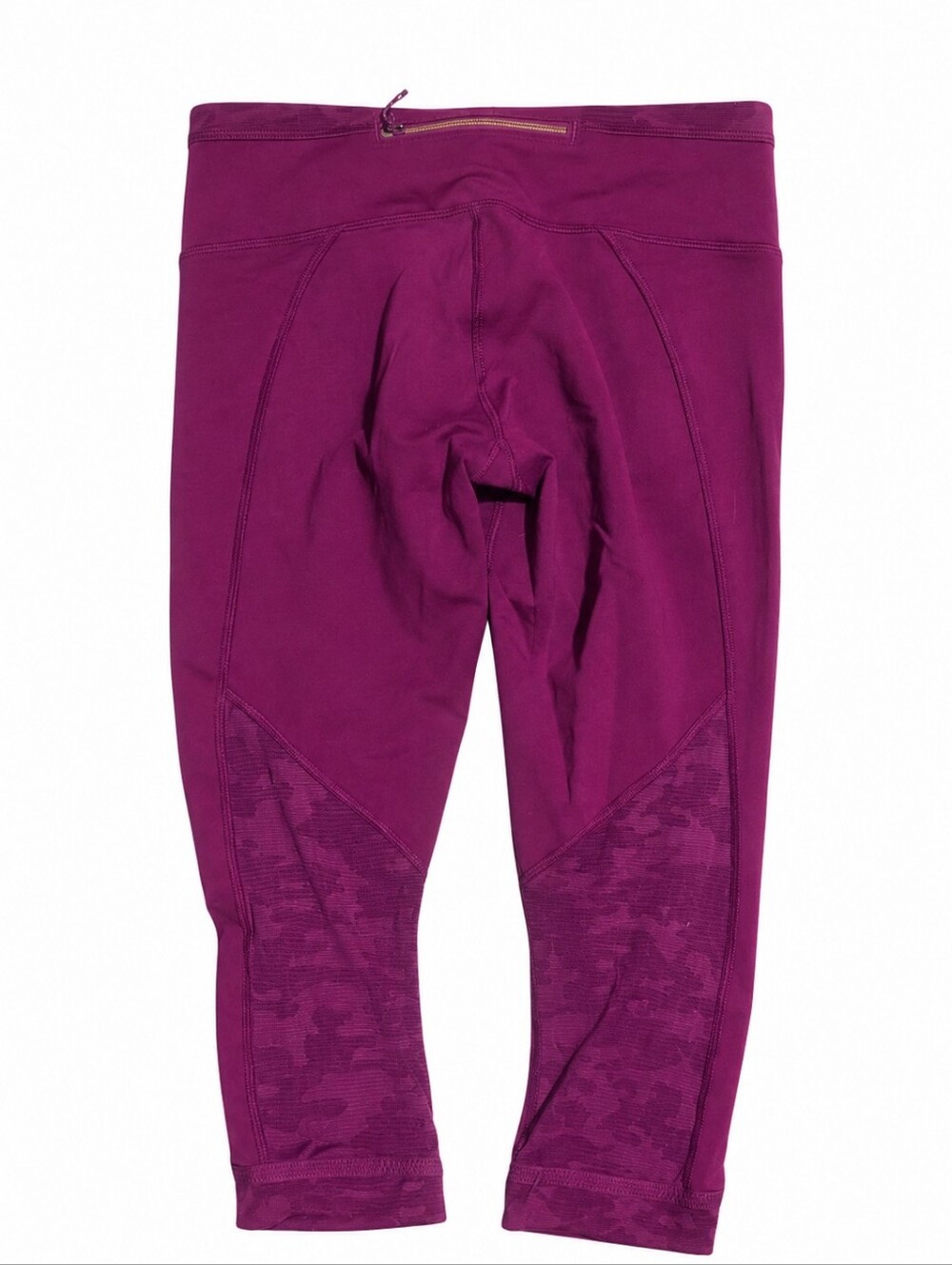Lululemon Women's Size 6 Purple Cropped Running Leggings Zip Pocket Mesh Panel